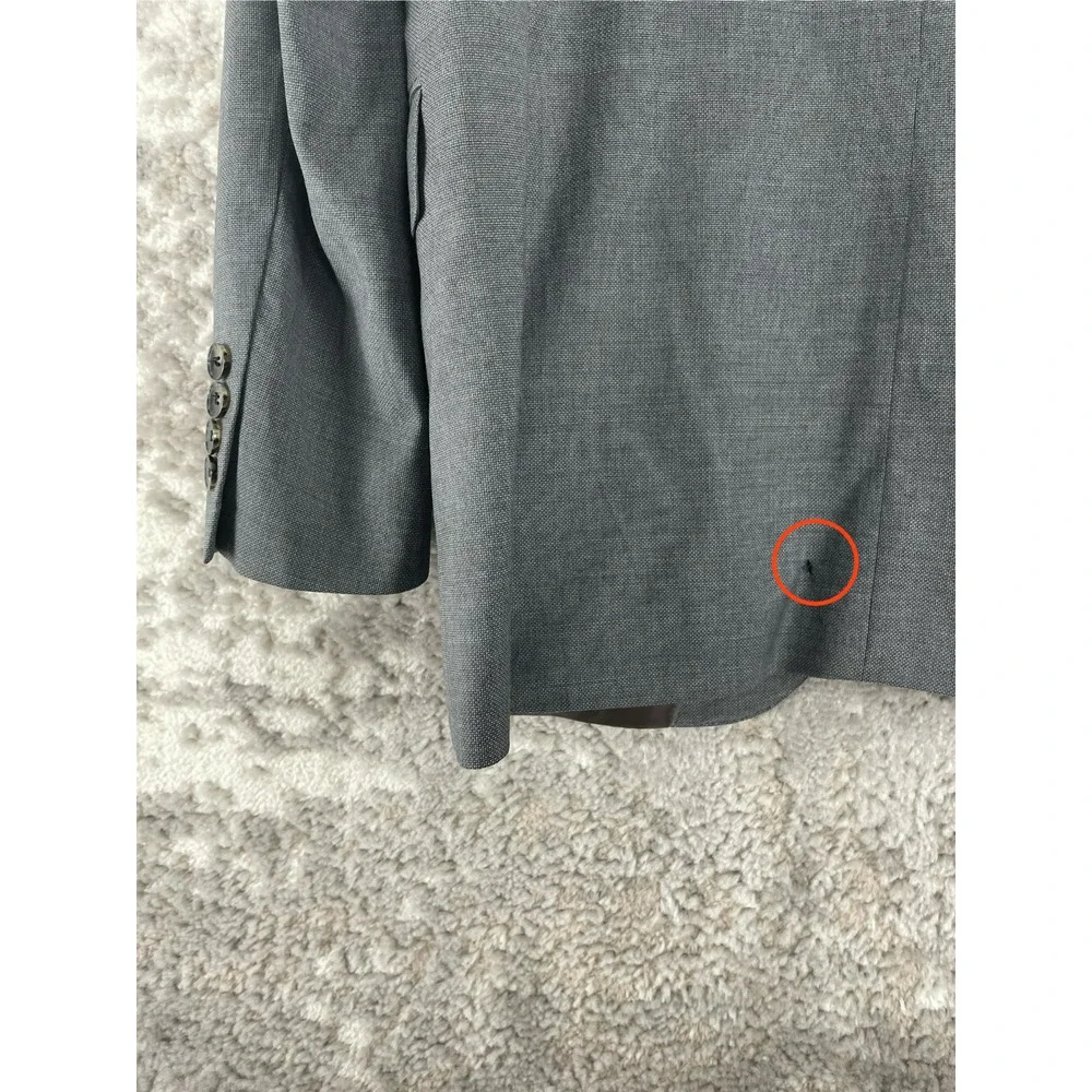 Guabello Sz‎ 40R Super 130 Wool Woven In Italy Career Nocked Blazer Jacket Gray